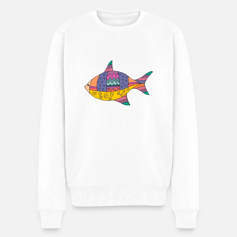 Fisch - Männer Premium Bio Pullover - Weiß