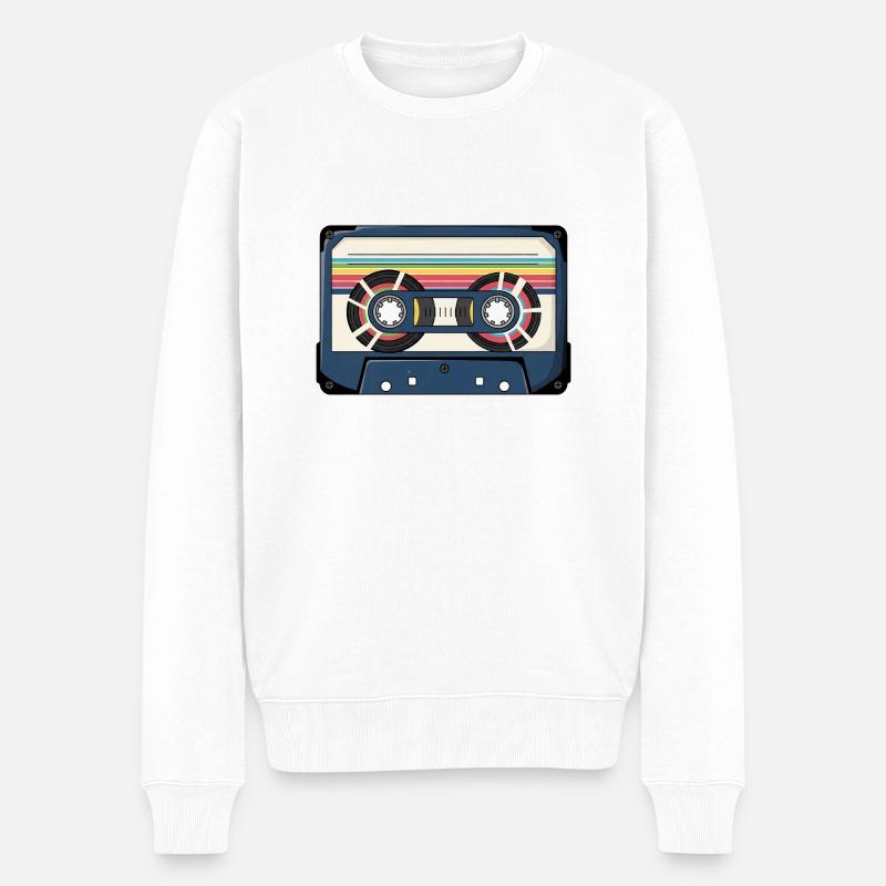 Autocollant de cassette rétro - Pull Premium bio Homme - blanc