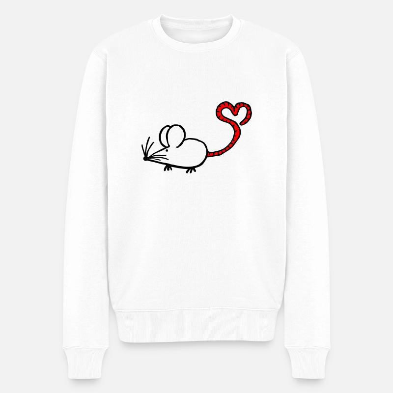Mausi-Herz - Männer Premium Bio Pullover - Weiß