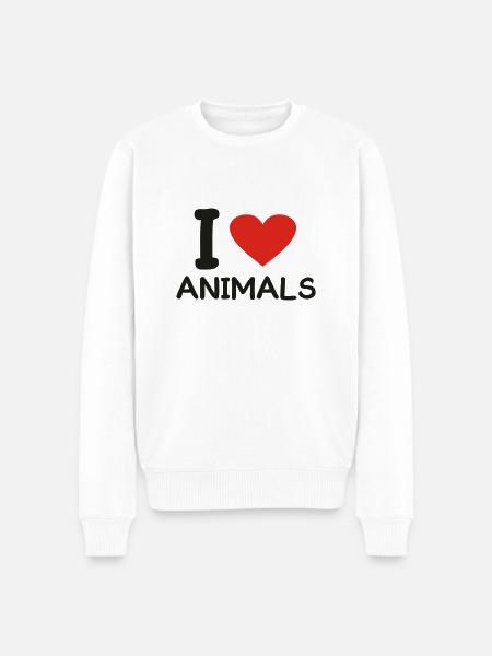 i love Animals - Männer Premium Bio Pullover - Weiß