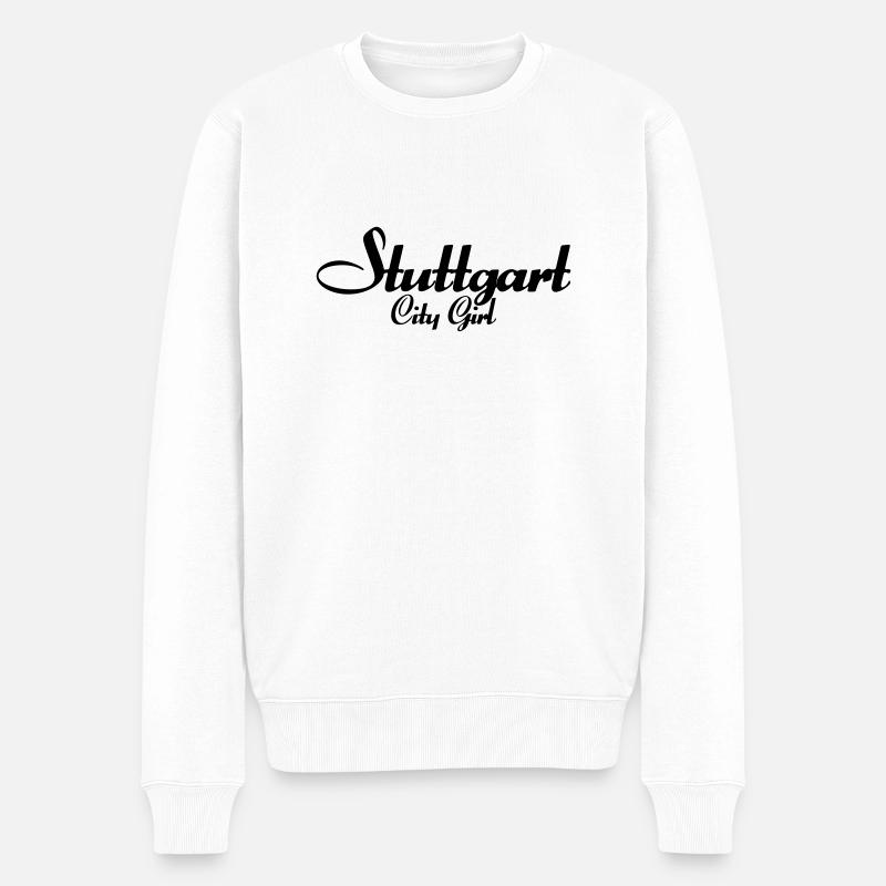Stuttgart City Girl - Männer Premium Bio Pullover - Weiß