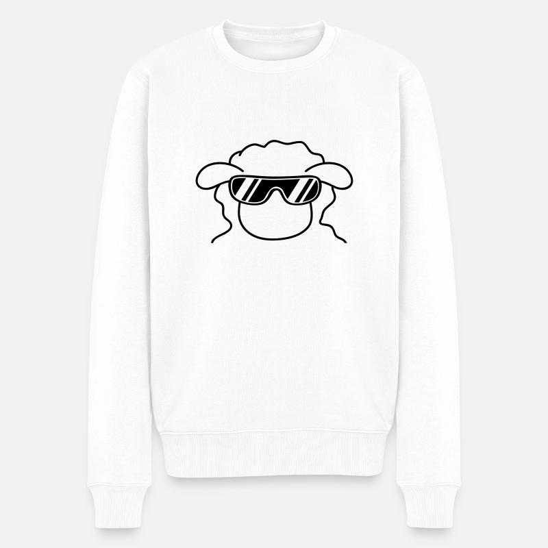 Cool Sheep Head - Männer Premium Bio Pullover - Weiß