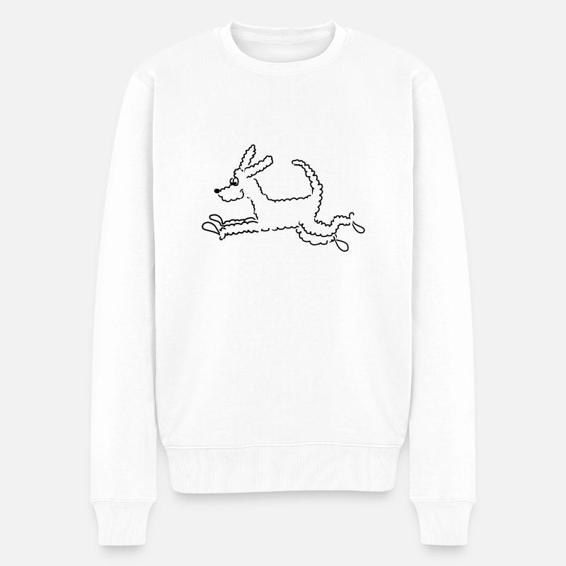 Puhüpfel - Pudel - Männer Premium Bio Pullover - Weiß