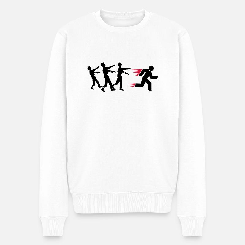 Run From Zombies - Männer Premium Bio Pullover - Weiß