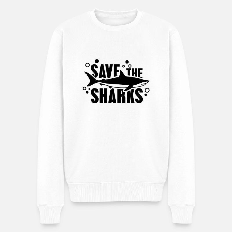 save_the_sharks_f1 - Pull Premium bio Homme - blanc