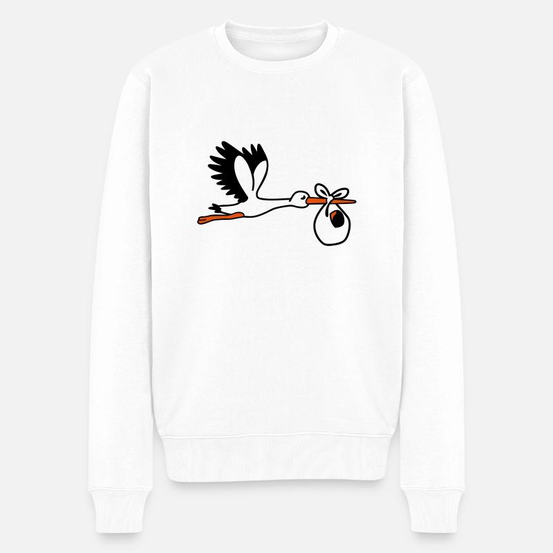 Storch - Männer Premium Bio Pullover - Weiß