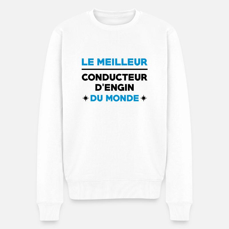 Conducteur d'engin / BTP / Travaux / Construction - Pull Premium bio Homme - blanc