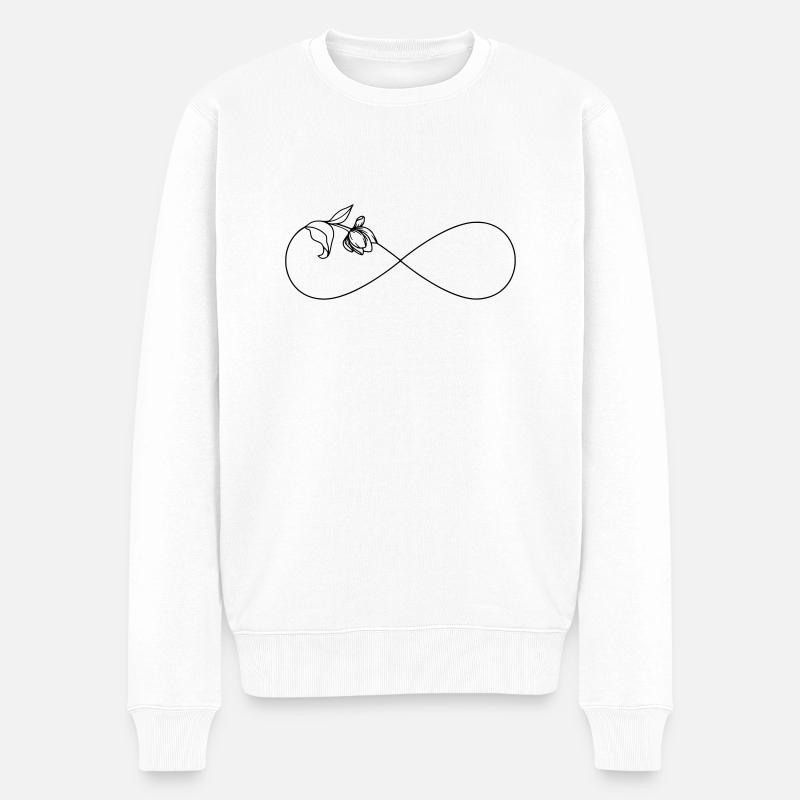 Symbole de l'infini simple Infinity avec fleur - Pull Premium bio Homme - blanc