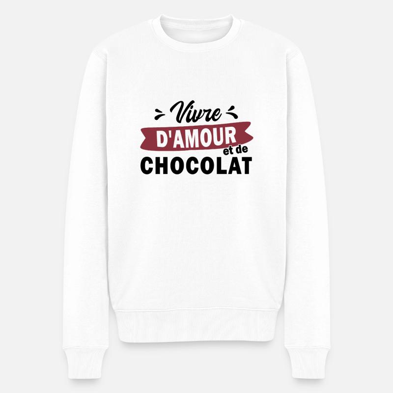 vivre d'amour et de chocolat - Pull Premium bio Homme - blanc