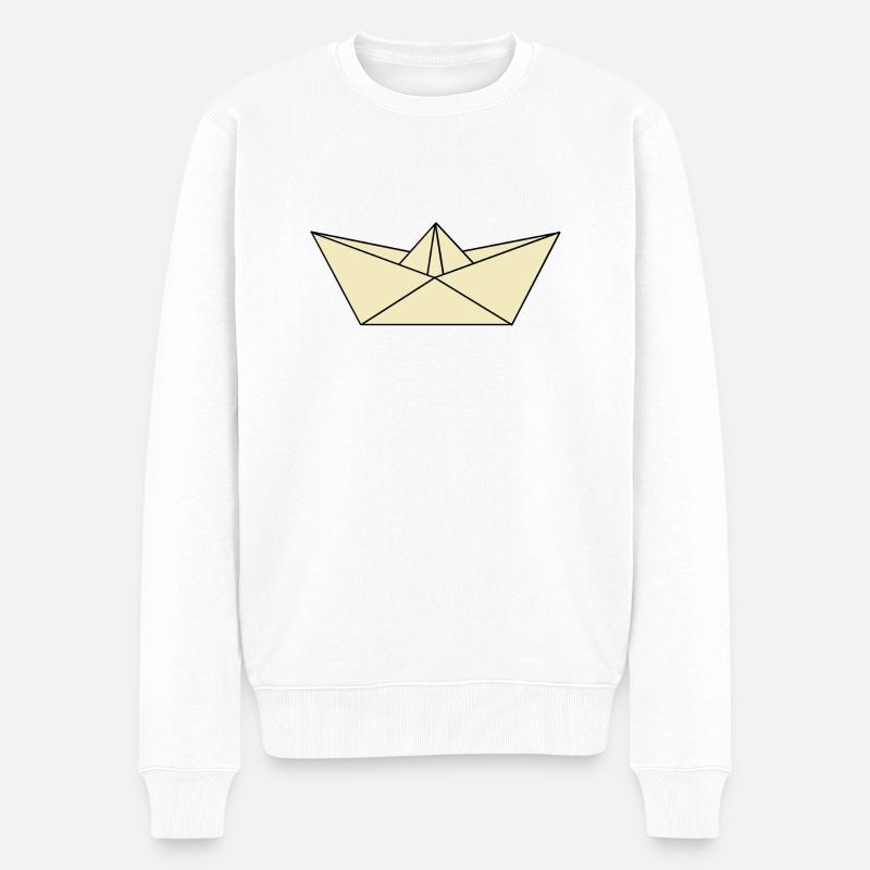 Papierschiffchen - Männer Premium Bio Pullover - Weiß