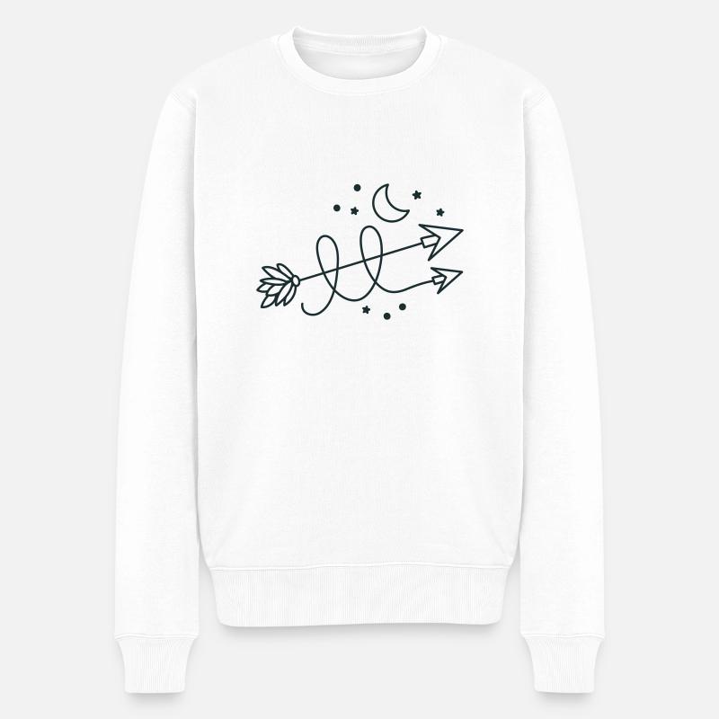 Pfeilrichtung mit Mondsichel - Männer Premium Bio Pullover - Weiß