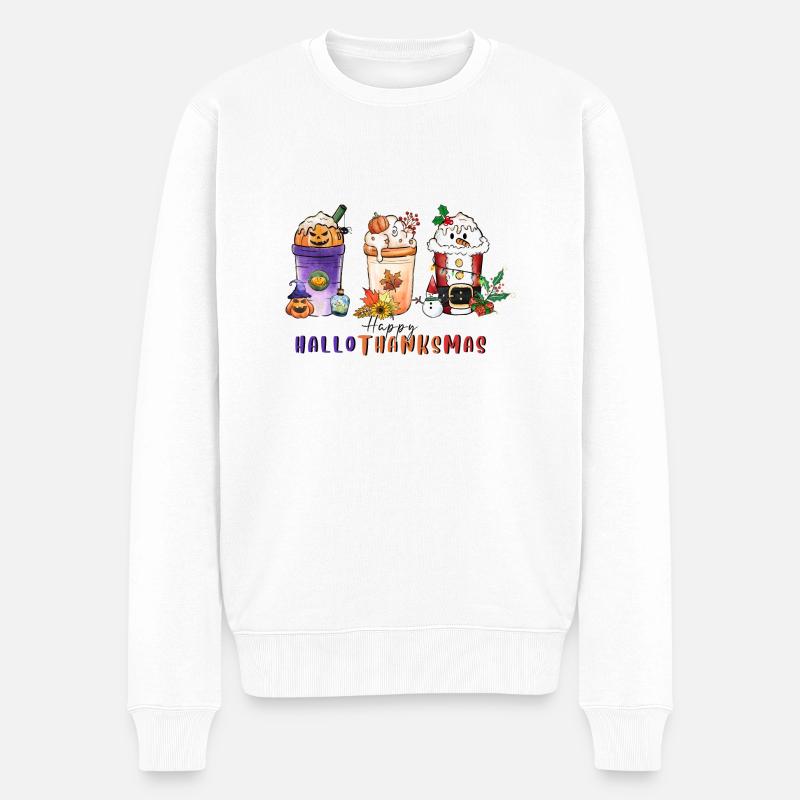 Happy Hallothanksmas - Pull Premium bio Homme - blanc