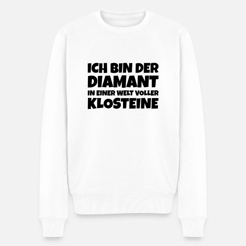 Diamant Klosteine welt spruch - Männer Premium Bio Pullover - Weiß