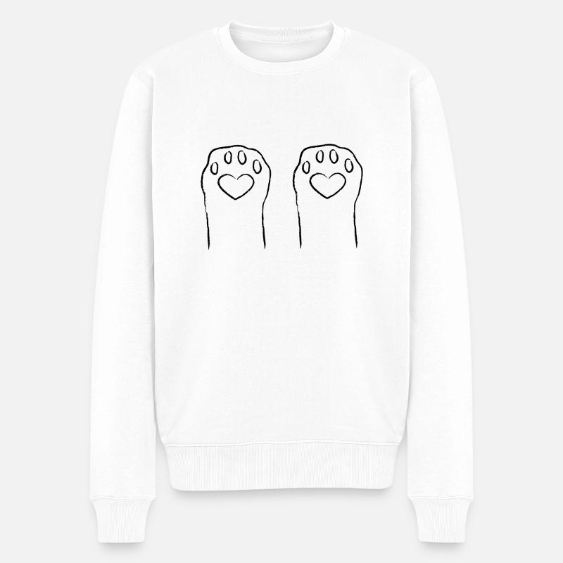 Katzenpfoten - Männer Premium Bio Pullover - Weiß