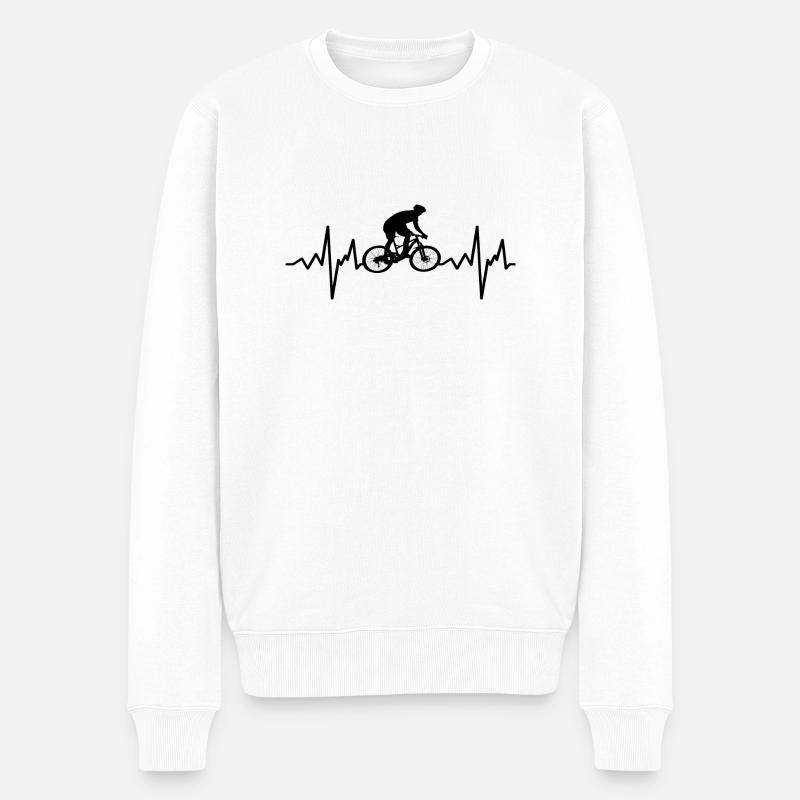Cadeau Bicycle Heartbeat - Pull Premium bio Homme - blanc