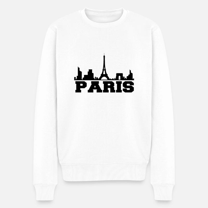 Paris Design/ Stadt Design - Männer Premium Bio Pullover - Weiß