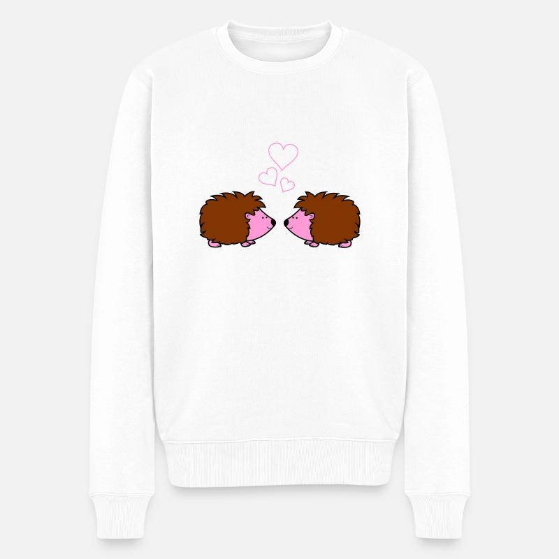 igel verliebt - Männer Premium Bio Pullover - Weiß