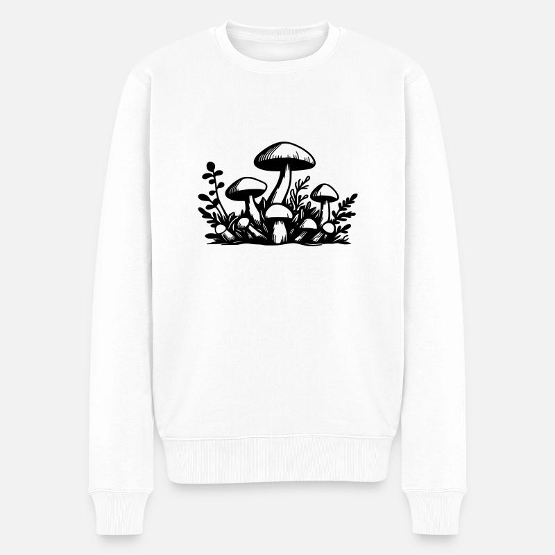 Pilze Mushrooms - Männer Premium Bio Pullover - Weiß