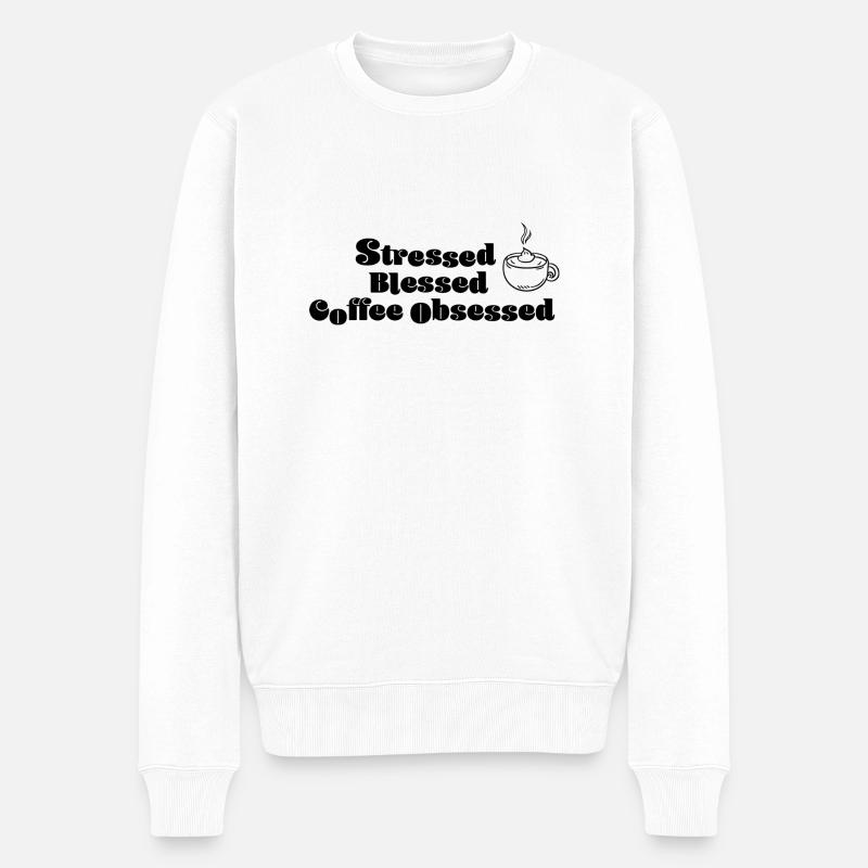 Coffee Addict - Kaffee - Männer Premium Bio Pullover - Weiß