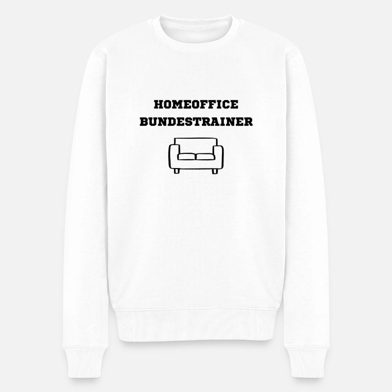 Homeoffice Bundestrainer schwarz - Männer Premium Bio Pullover - Weiß