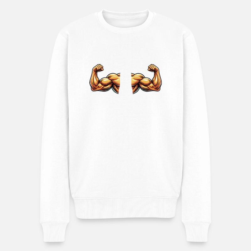 bizeps 2 - Männer Premium Bio Pullover - Weiß