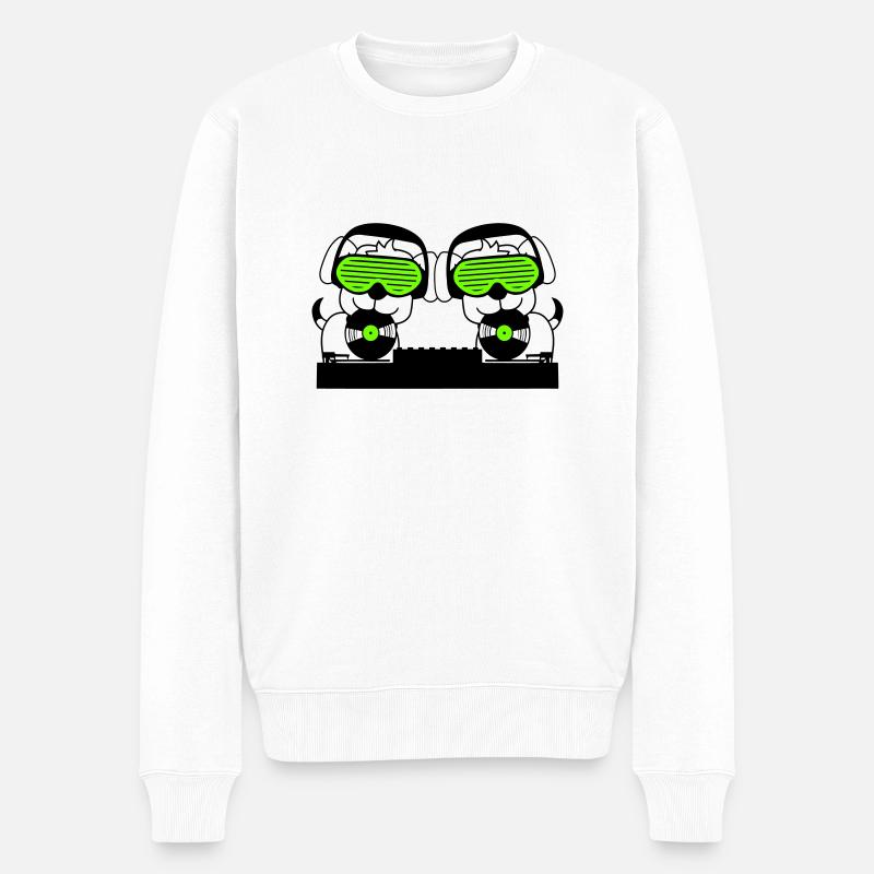 2 Hunde DJ Vinyl Schallplatte Club Disko Musik Duo - Männer Premium Bio Pullover - Weiß