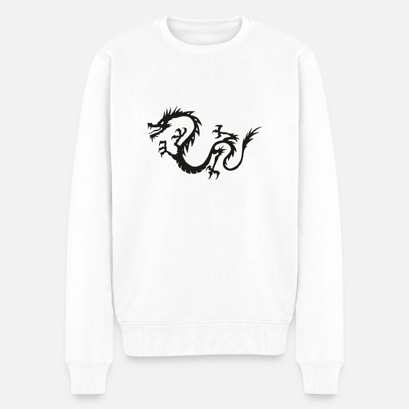 Chinesischer Drache - Männer Premium Bio Pullover - Weiß