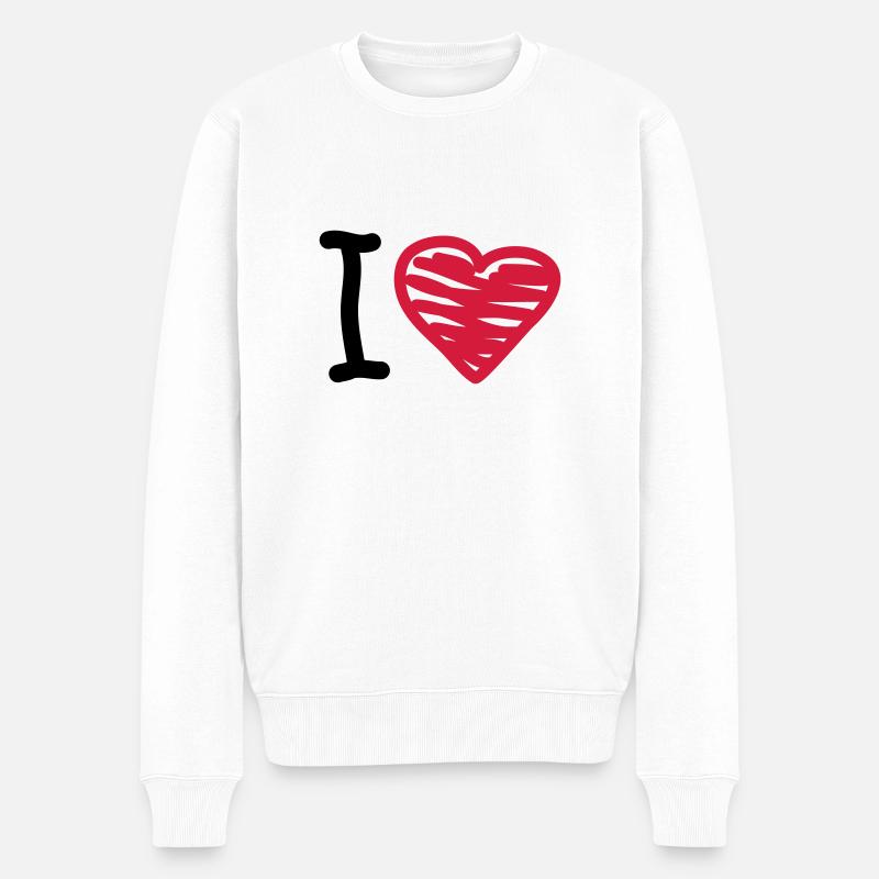 I_love - Pull Premium bio Homme - blanc