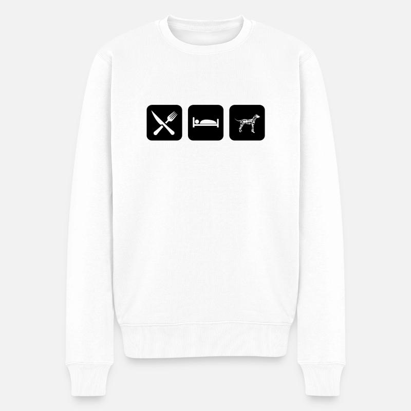 Eat, Sleep & dalmatien - Pull Premium bio Homme - blanc