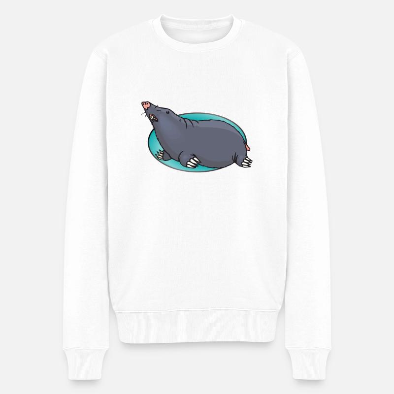 Tier Tiere Maulwurf - Männer Premium Bio Pullover - Weiß
