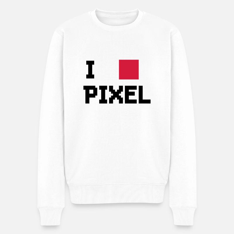 I LOVE PIXELS - Männer Premium Bio Pullover - Weiß