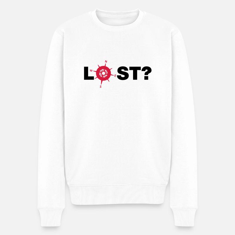 lost__f2 - Männer Premium Bio Pullover - Weiß