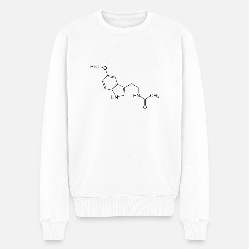 Mélatonine formule structurelle - Pull Premium bio Homme - blanc