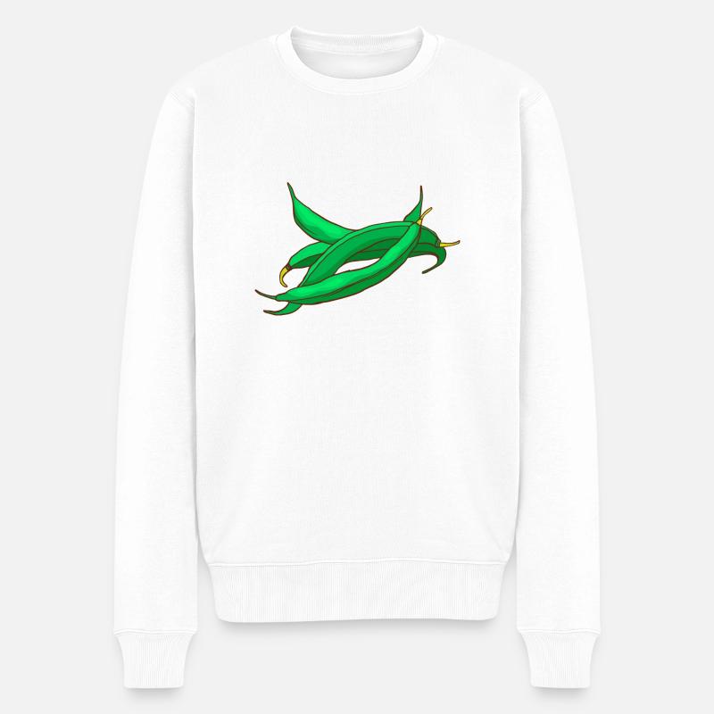 Bohnen Wachsbohnen Brechbohnen - Männer Premium Bio Pullover - Weiß