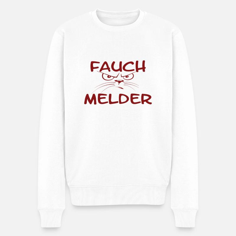 "Fauch détecteur" chat rouge - Pull Premium bio Homme - blanc