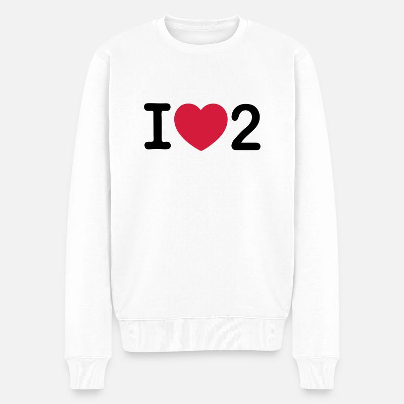 I love 2 - Männer Premium Bio Pullover - Weiß