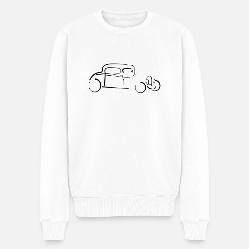 Hot Rod - Männer Premium Bio Pullover - Weiß