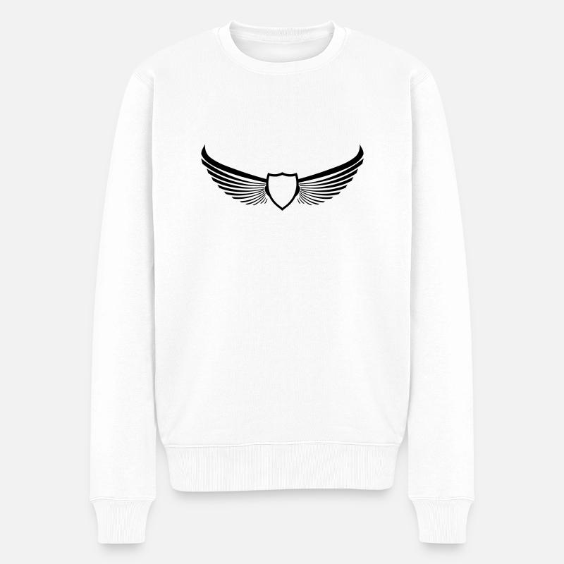 Våbenskjold emblem vinger vinger 1c. - Økologisk premium-sweatshirt til mænd - hvid