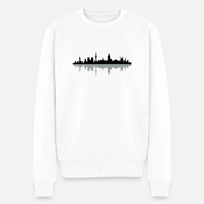 Skyline Duisburg - Männer Premium Bio Pullover - Weiß