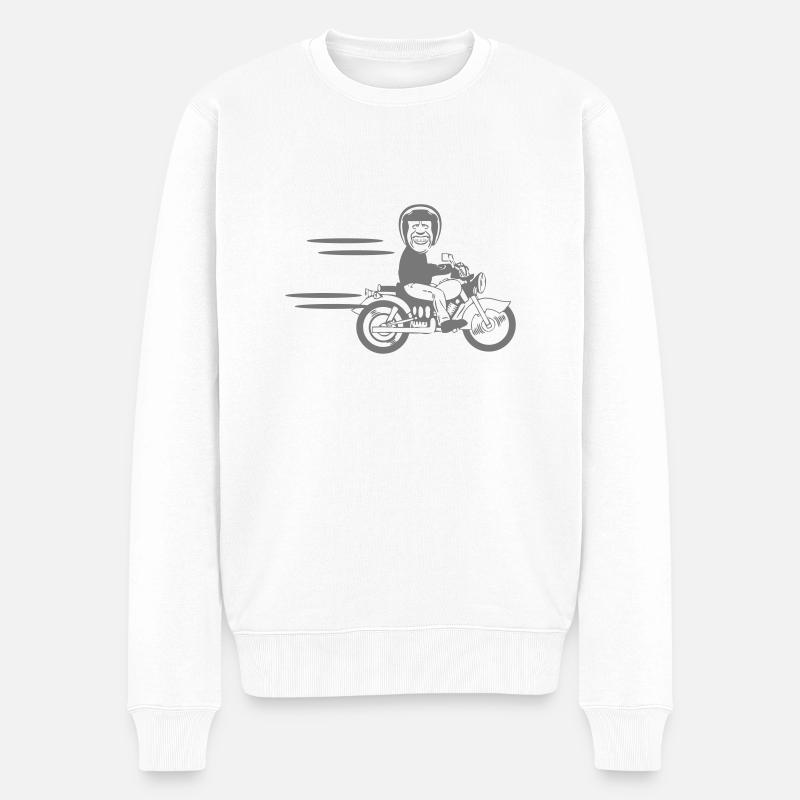 motorrad witzig - Männer Premium Bio Pullover - Weiß