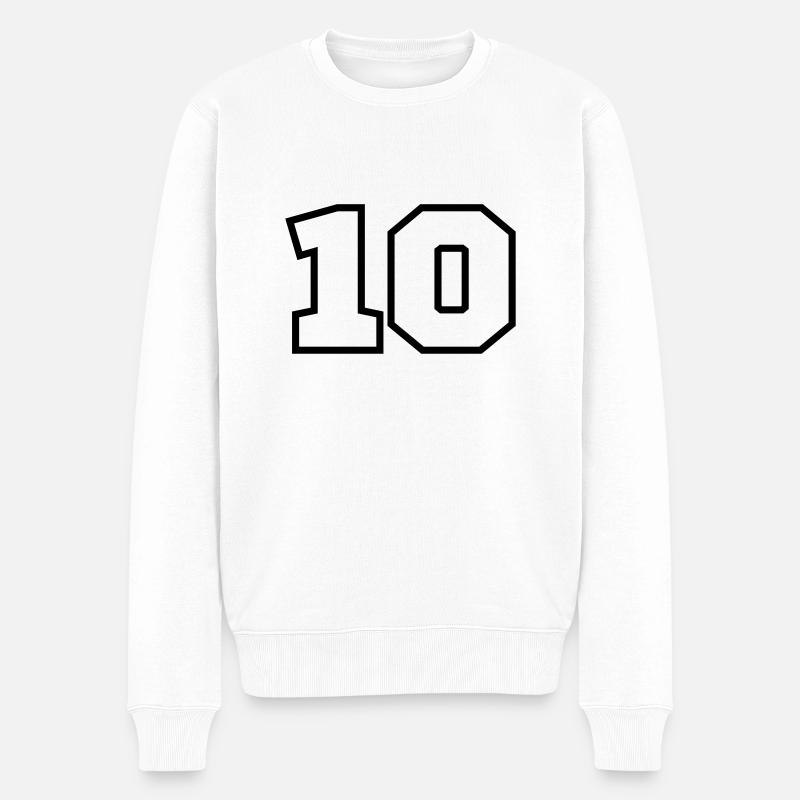 10 - Männer Premium Bio Pullover - Weiß