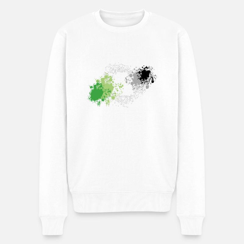 Aromantisch Pride Kleckse - Männer Premium Bio Pullover - Weiß