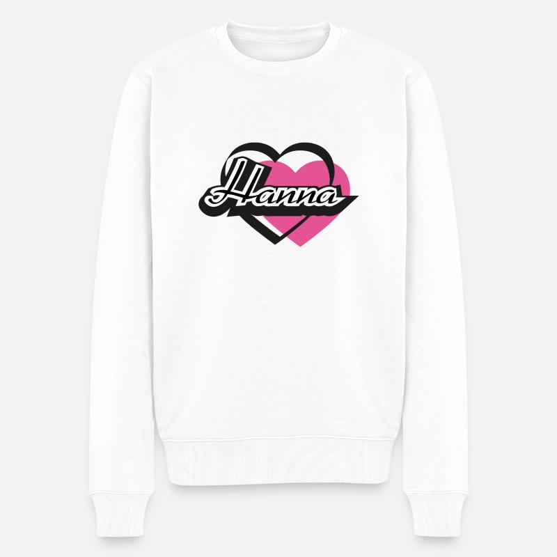 Name Hanna Herz - Männer Premium Bio Pullover - Weiß