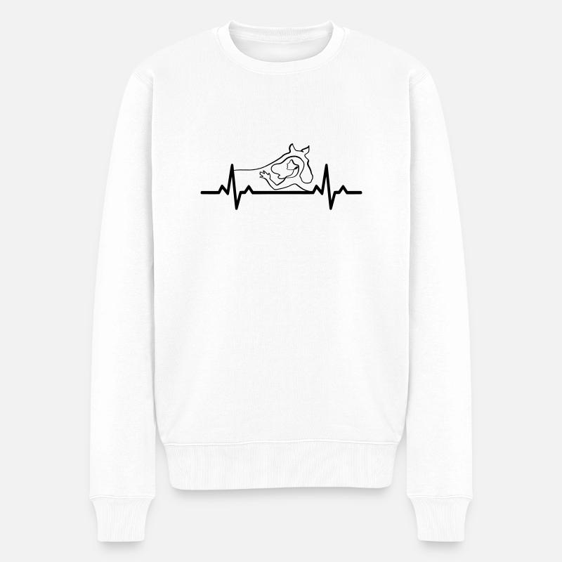 Herzschlag Pferde Design - Männer Premium Bio Pullover - Weiß