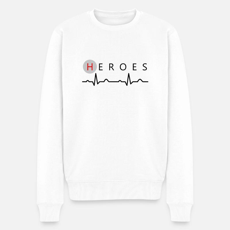 HEROES - Männer Premium Bio Pullover - Weiß