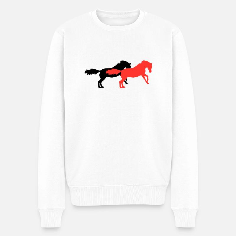 horses - Männer Premium Bio Pullover - Weiß