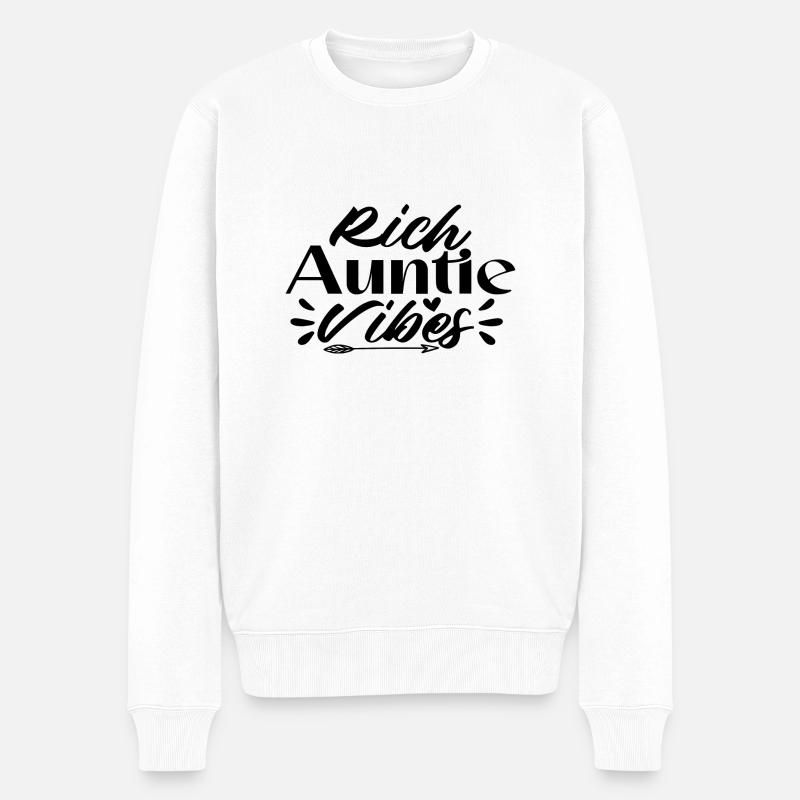 Rich Auntie Vibes - Männer Premium Bio Pullover - Weiß