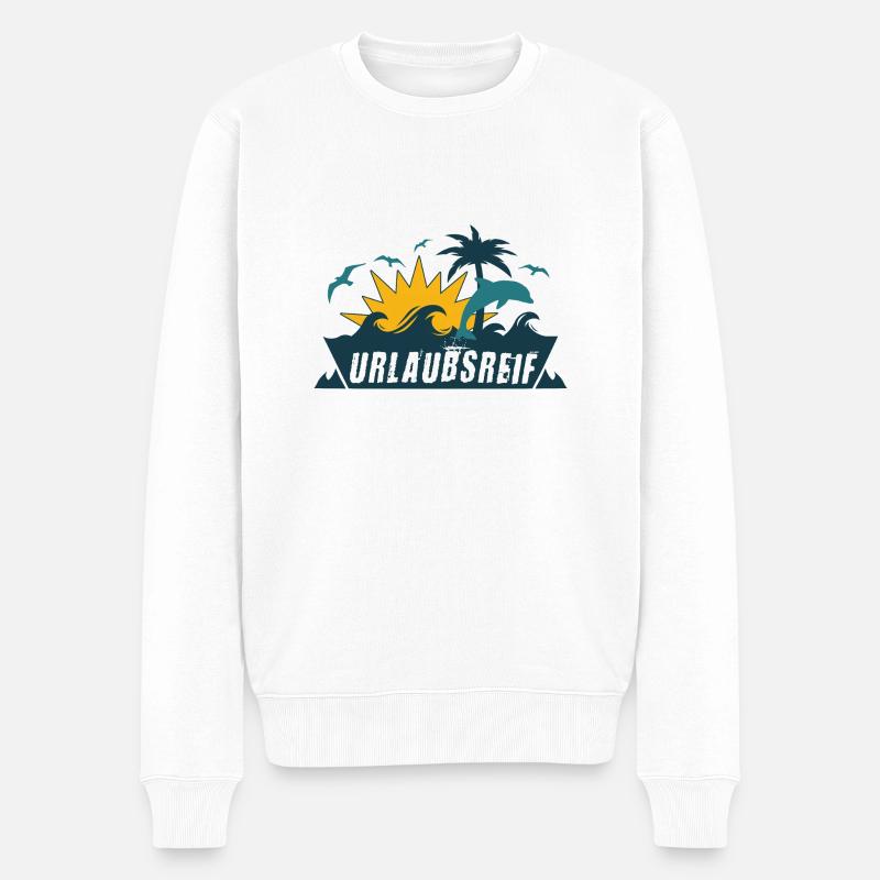 Urlaubsreif - Männer Premium Bio Pullover - Weiß