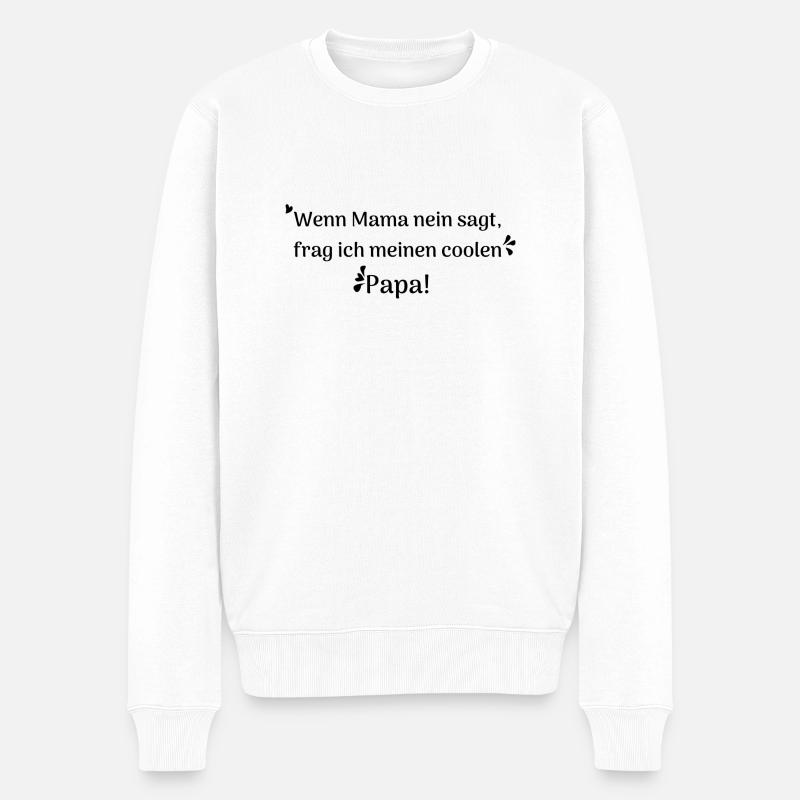 lustige Sprüche - cooler Papa - Männer Premium Bio Pullover - Weiß