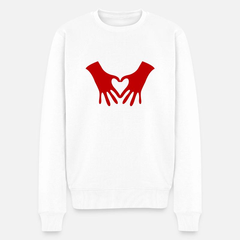 hände herz - Männer Premium Bio Pullover - Weiß